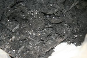 burnt cloth from a laundry fire 